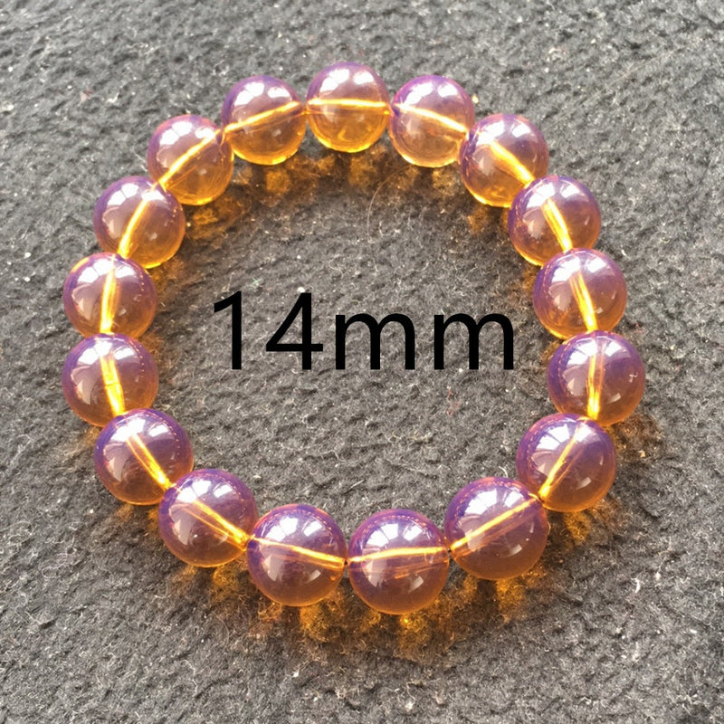 Genuine Natural Yellow Amber Blue Dominican Round Beads Bracelet Women Men Amber Healing 12mm 10mm 8mm Stretch Jewelry AAAAA