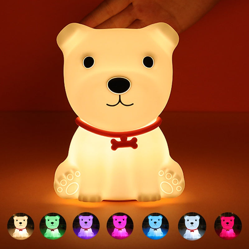 Panda Dog LED Night Light Touch Sensor Colorful USB Rechargeable Bedroom Silicone Animal Lamp for Children Baby Christmas Gift