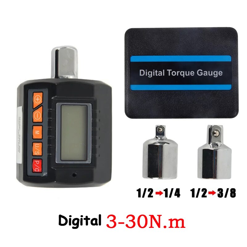 Neue Version 1/2 "1/4" 3/8 "Digitaler Drehmomentschlüssel-Adapter Professioneller elektronischer Drehmomentmesser für Fahrrad-Autoreparatur 0,3-200 Nm