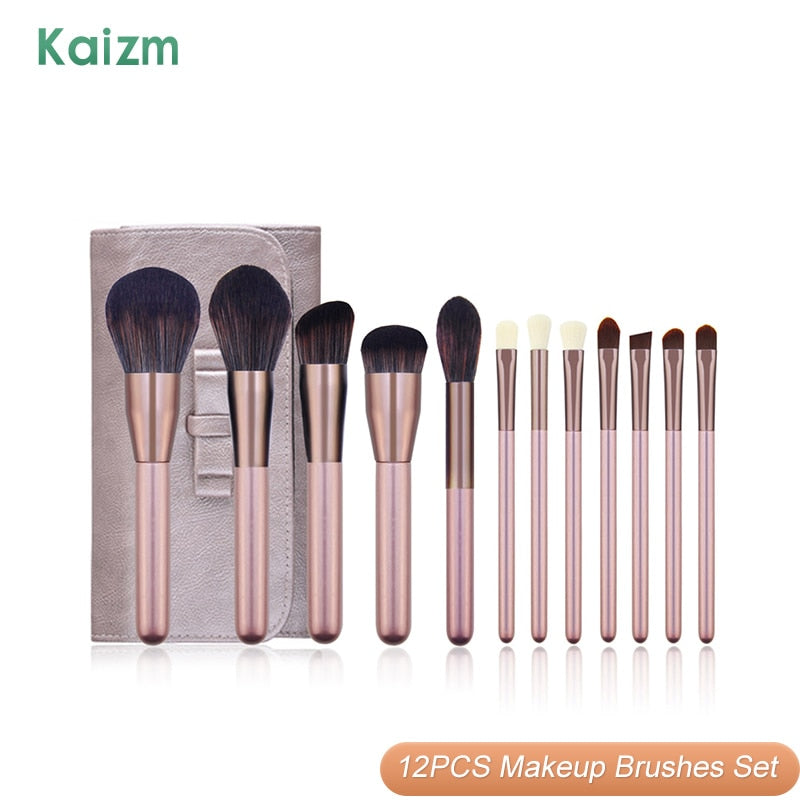 Kaizm Makeup Brushes Set 12pcs Cosmetic Brushes Makeup Instruments Tools Eyeshadow Foundation Concealer Brush Female Makeup