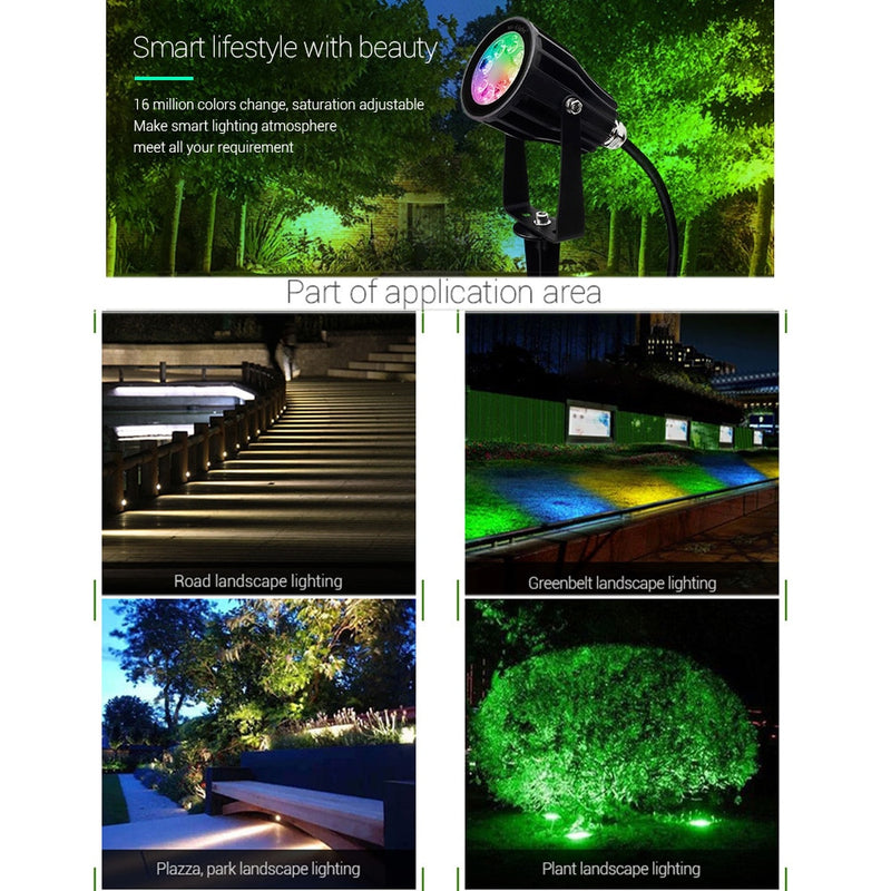 FUTC04 6W RGB+CCT Smart LED Garden Lamp Lights IP66 AC 100v~220V For Outdoor Green Space/Park/Road/Plant Landscape Decoration