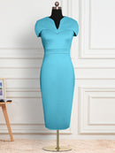 Vestido elegante para mujer, manga del cabo, ceñido al cuerpo, lápiz, oficina, señoras, elegantes, ajustados, vestidos africanos de gran tamaño, moda femenina modesta, nuevo