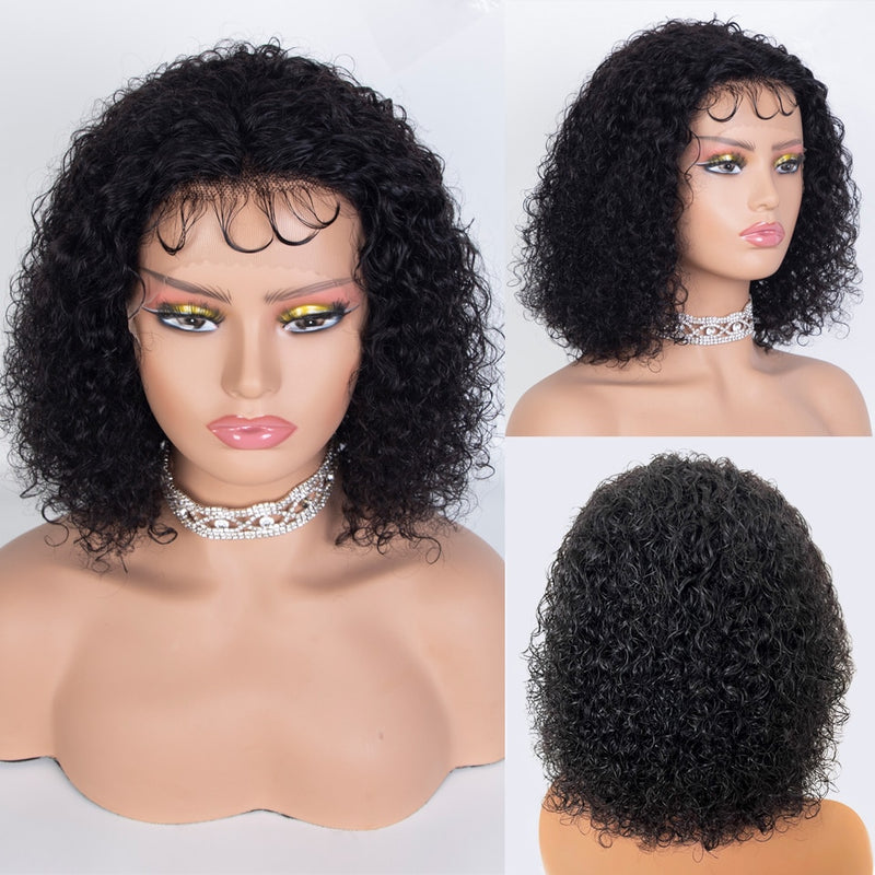 Short Wigs Human Hair Curly Human Hair Wigs Cheap Pixie Cut Wig 13X1 Transparent Lace Wig Preplucked Hairline Wigs For Women