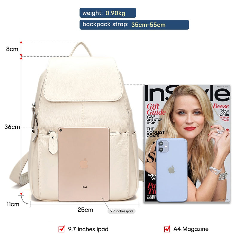 Zency Mode Weich Echtes Leder Große Frauen Rucksack Hohe Qualität A+ Damen Täglich Casual Reisetasche Rucksack Schultasche Buch