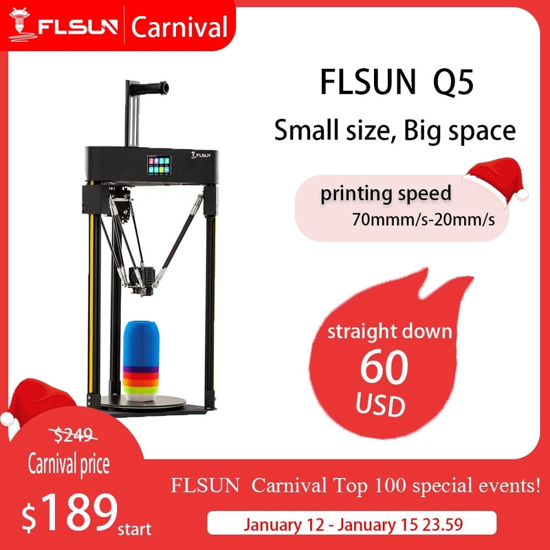 Flsun Q5 3D-Drucker Delta Kossel Touchscreen DIYmodel TMC2208 Silent Driver Auto Leveling Resume Print EasyAssembly 32Bit Board