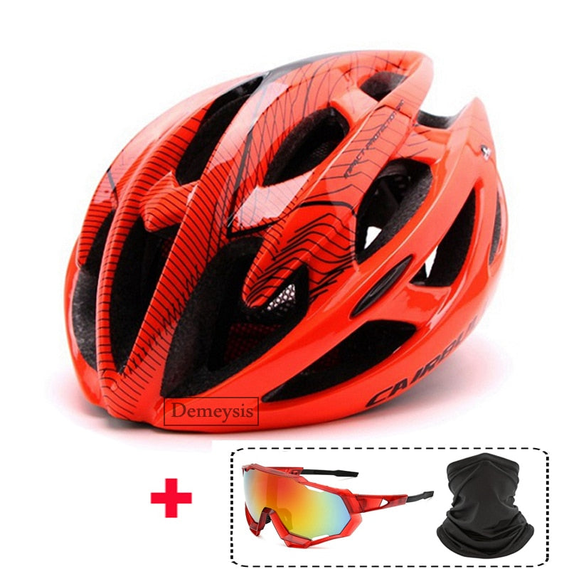 Casco de bicicleta de carretera para hombre y mujer con gafas de sol, cascos deportivos de carreras de bicicleta ultraligeros, casco de ciclismo moldeado integralmente ajustable