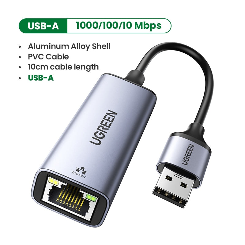 UGREEN USB C Ethernet Netzwerkadapter USB auf RJ45 USB Ethernet Adapter für Laptop Macbook Samsung S20 USB Ethernet Netzwerkkarte