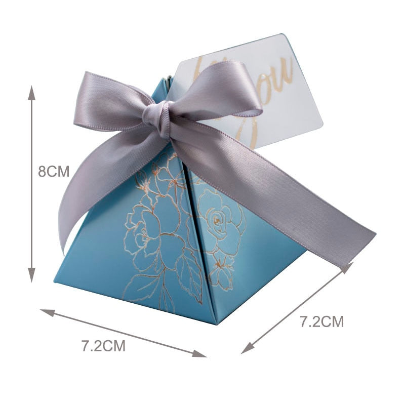 Triangular Pyramid Candy Box Wedding Favors and Gifts Boxes Candies Bags for Guests Decoration Baby Shower Party Supplies