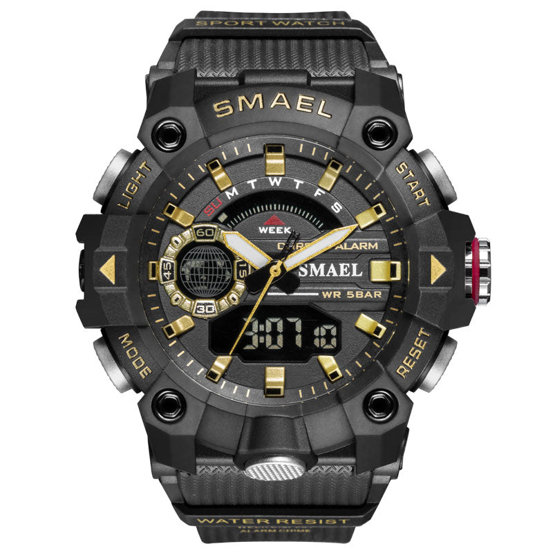 Relojes deportivos SMAEL a la moda para hombre, resistente a los golpes, 50M, resistente al agua, reloj de pulsera LED con alarma, cronómetro, relojes militares para hombre 8040