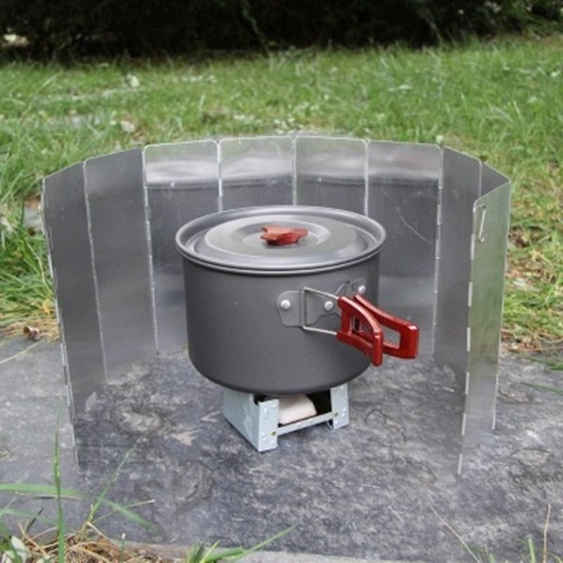 8/9/10/12/14/16 Plates Gas Stove Wind Shield Outdoor Camping Picnic Cooking Burner Windproof Screen Aluminum Alloy Wind Screen