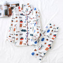 Japanese new style autumn and winter long-sleeved trousers, pure cotton air cotton, warm ladies pajamas, home service sleepwear