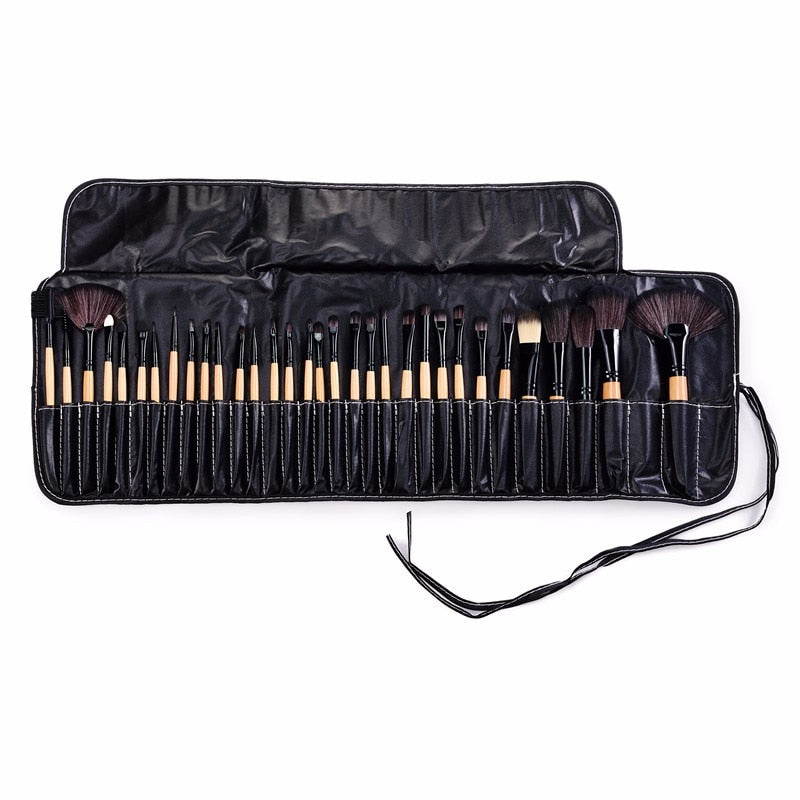 32 PCS pincel de maquiagem make up brushes maquiagem profissional of makeup brush set + Black Leather Bag