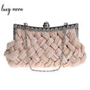 Hot spring Evening bag weave clutch bags woman handbag Silk Elegant Dinner Ladies&
