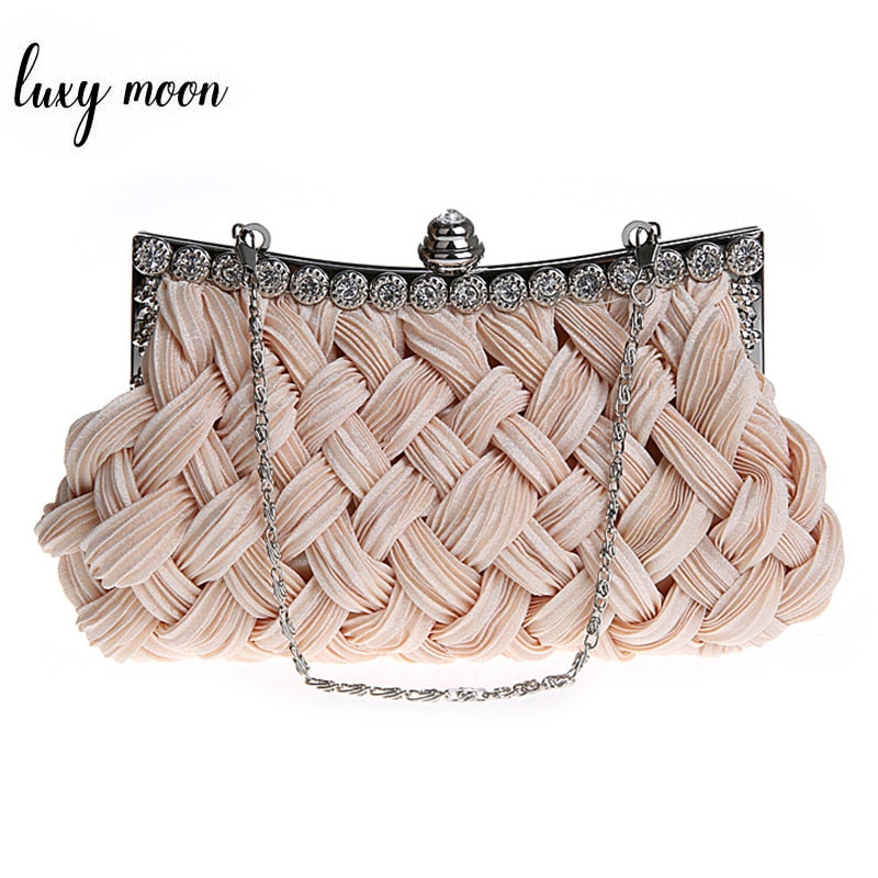 Hot spring Evening bag weave clutch bags woman handbag Silk Elegant Dinner Ladies&