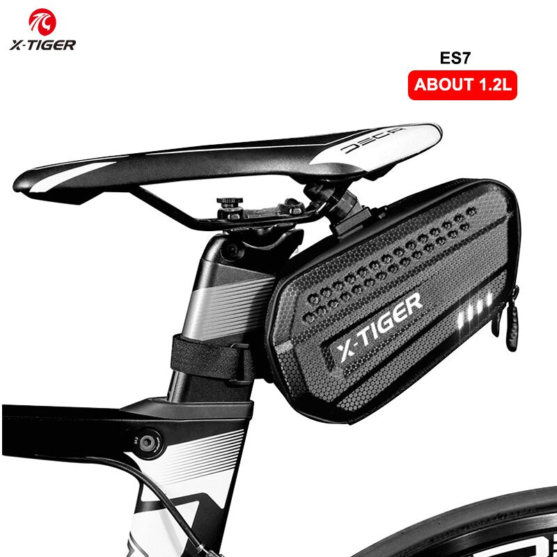 X-TIGER Bicycle Bag Rainproof MTB Road Bike Saddle Bag 1.2L Large Capatity Cycling Seatpost Rear Bag For Bicycle Accessories