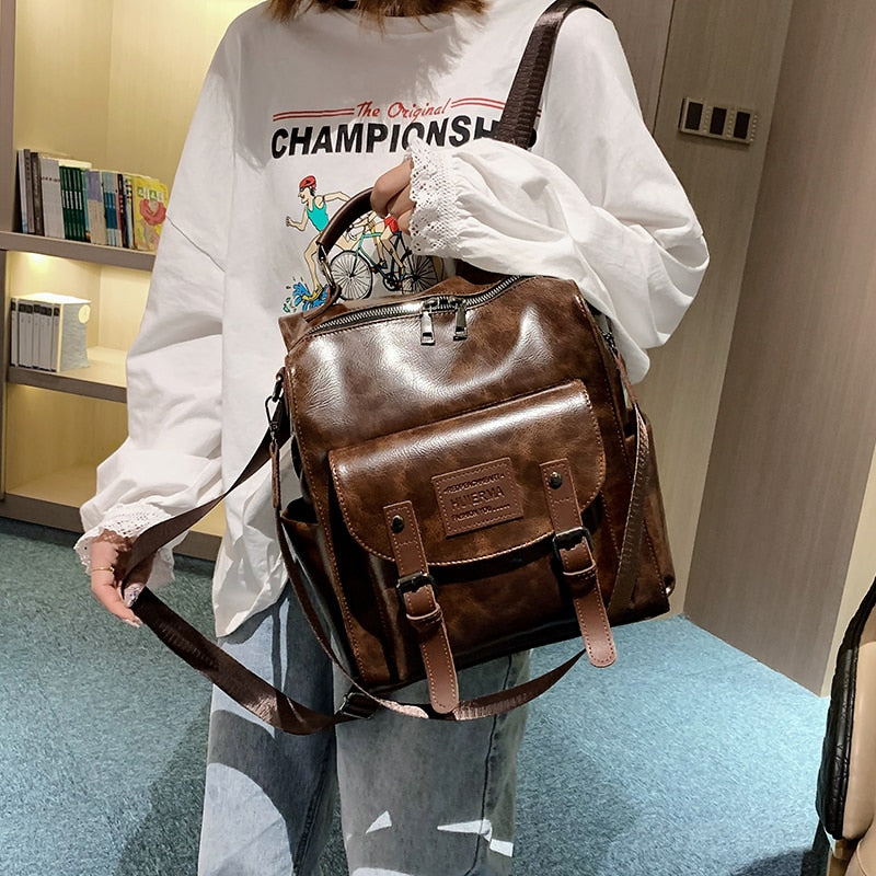 Women PU Leather Backpack Fashion Rucksack Brand Designer Shoulder Bag Large Capacity Travel Backpack School Bags Mochila Mujer