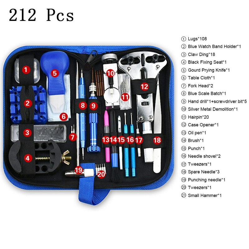 147pcs Watch Repair Tool Kit Watchmaker Link Pin Remover Case Opener Spring Bar Horlogemaker Gereedschap nh35 Clock Repair Set