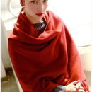 100% Wool Scarf Women Thickening Cashmere Winter Scars Shawls Fashion  Female Pashmina Scarves Oversized Keep Warm Warps 300g