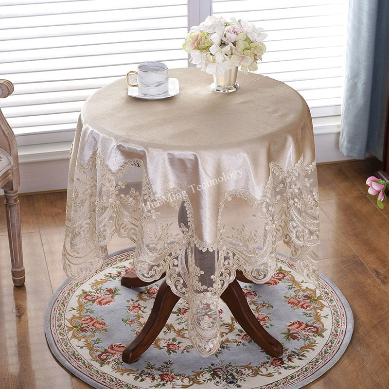 Tablecloth Table Golden Velvet Champagne High Grade Europe Lace Fabric Rectangular Dining Table Cover Coffee Nordic Chair Cover