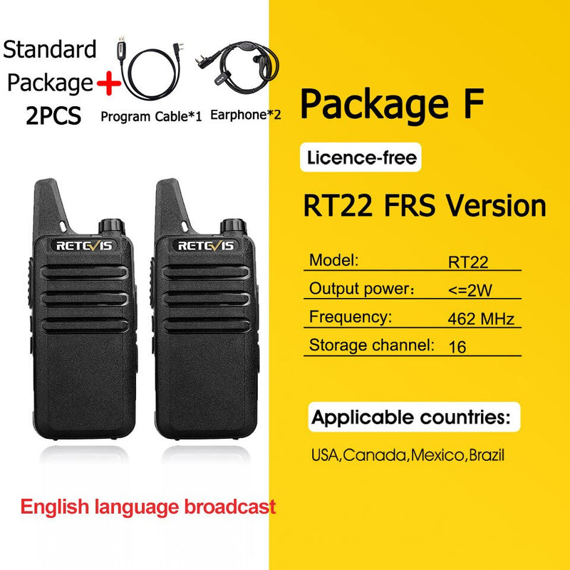 RETEVIS 2 pcs Mini Walkie Talkie PMR 446 Portable Two-way Radio ht PTT Walkie-talkies RT622 Portable Radio for Hunting Cafe RT22
