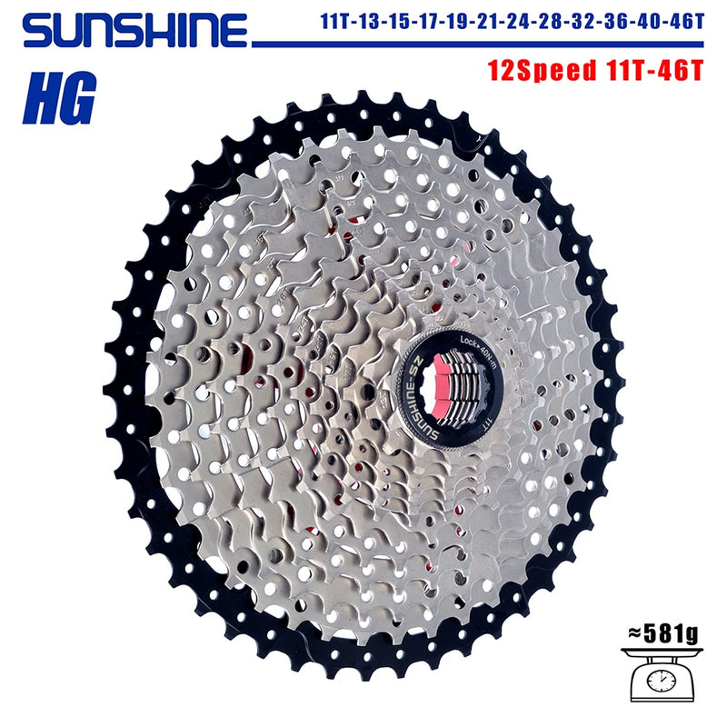 SUNSHINE Fahrradkassette 8/9/10/11/12Speed ​​Freilauf 32/36T/40T/42T/46T/50T/52T Ritzel HG Struktur Schwungrad Für SHIMANO/SRAM