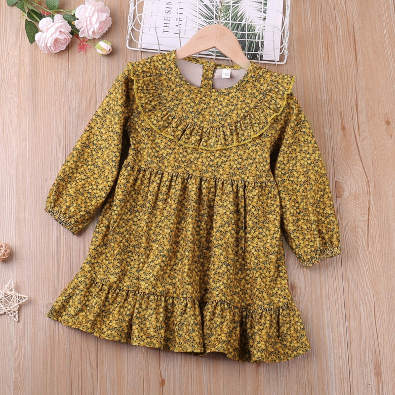 Humor Bär Mädchen Kleid Kinder Kleidung Prinzessin Frühling Herbst Blumenkleid Lose ausgestellte Ärmel Kleid Baby Kinder Mädchen Kleid