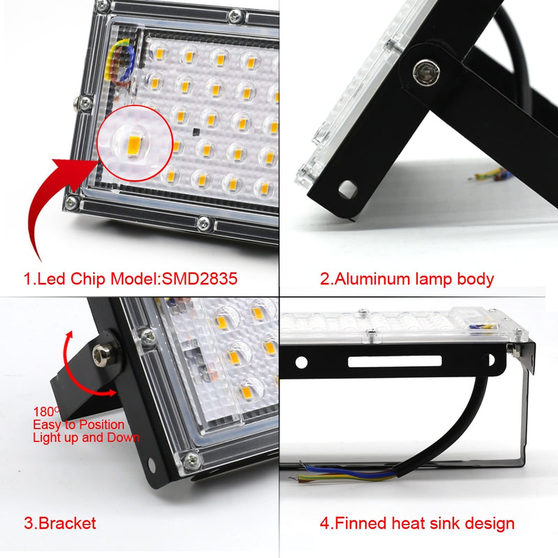 2 uds 50W 100W reflector LED foco LED 220V LED crece la luz PhytoLamp farola lámpara de espectro completo para lámpara de crecimiento de plantas