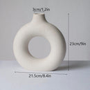 Nordic Circular Hollow Ceramic Vase Pampas Grass Donuts Flower Pot Home Decoration Accessories Office Living Room Interior Decor