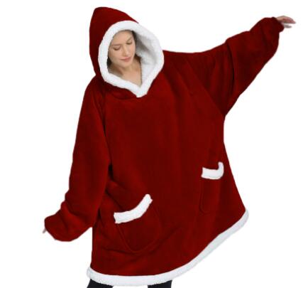 HMSU Winter Christmas Blanket Sweatshirts Oversized Hoodies Giant For Women Hoody Plaid With Sleeve Solid Warm Hooded Blanket
