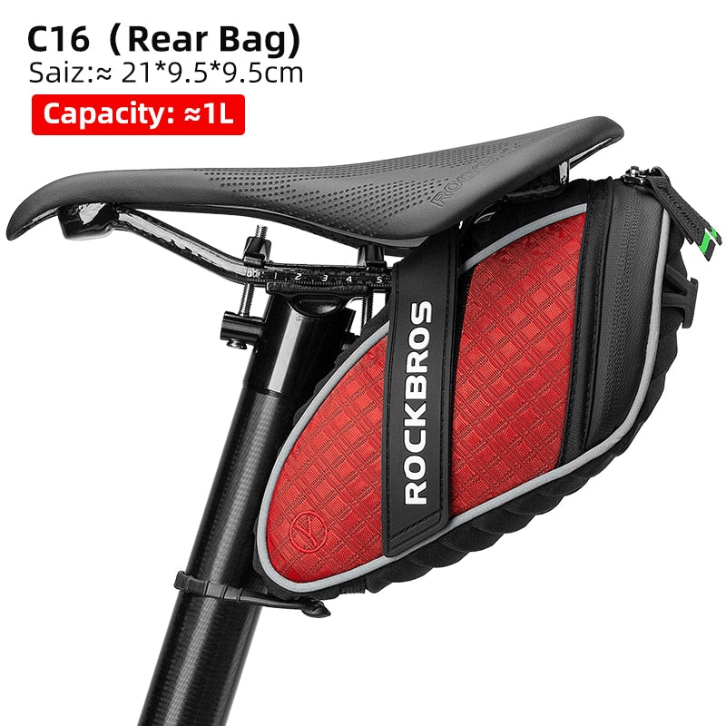 ROCKBROS Rainproof Bicycle Bag Shockproof Bike Saddle Bag For Refletive Rear Large Capatity Seatpost MTB Bike Bag Accessories