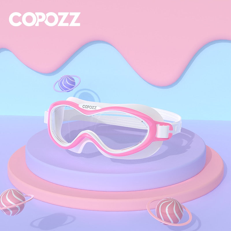 COPOZZ, gafas de natación para niños, antiniebla, impermeables, para niños y adolescentes, marco grande, gafas de natación para niño y niña, gafas de natación de una pieza