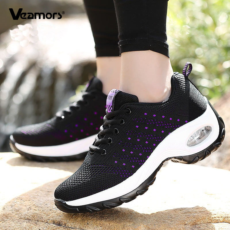 Women Sneakers Mesh Running shoes Ladies Walking Dancing Sport Shoes Outdoor Air Cushion Breathable Footwear Lace up Sneakers