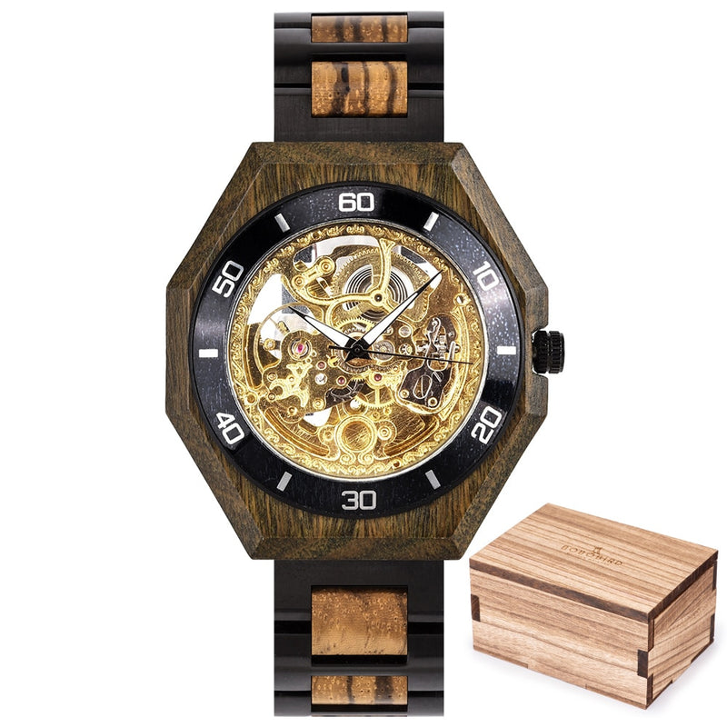 BOBO BIRD Holz Mechanische Uhr Männer Relogio Masculino Große Herrenuhren Top-Marke Luxusuhren erkek kol saati Dropshipping