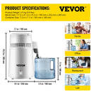 VEVOR Pure Water Distiller Stainless Steel 4L Dental Distilled Water Machine Filter Medical Labs Electric Distillation Purifier