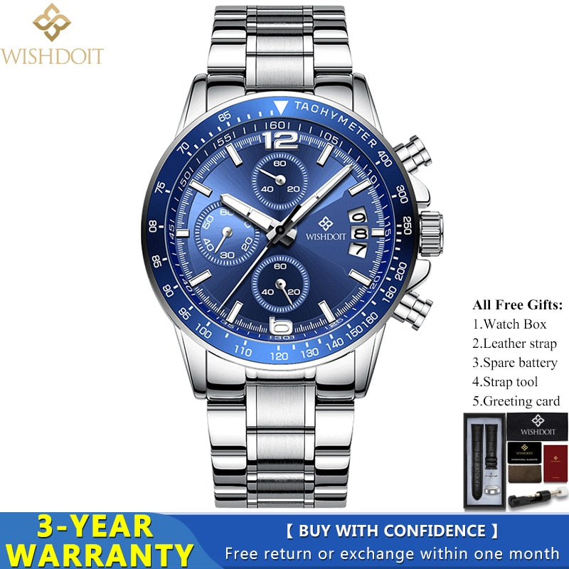 WISHDOIT 2021New Fashion Herrenuhr Top Luxusmarke Uhr 30m wasserdichte leuchtende Edelstahl Herrenuhr Reloj hombre