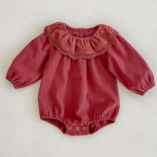 New Autumn Korean Style Baby Girls Cotton Princess Romper Long Sleeve Baby Girls Jumpsuits Newborn Girls Crawling Clothes