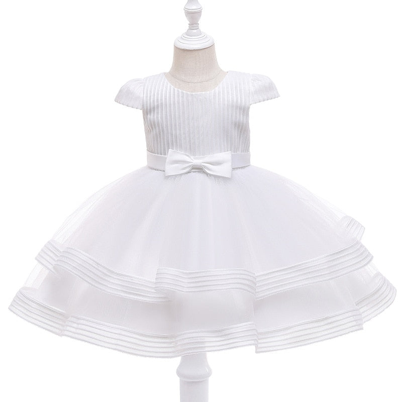 Tutu Beading Flower Baby Girl Dress For Wedding Party Sleeveless Infant Baby Dresses For 1st Birthday Toddler Baptism Clothes