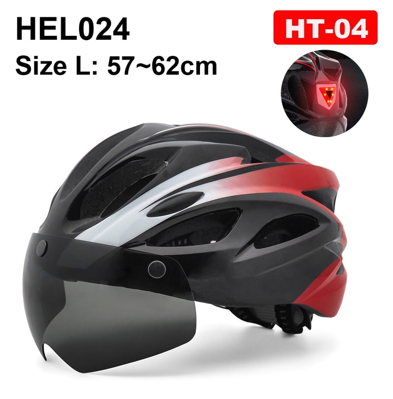 Casco de ciclismo NEWBOLER para hombre y mujer, casco con luz LED, lente para casco de bicicleta de montaña y carretera para montar en bicicleta, deportes, monopatín, Scooter