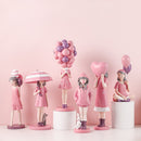 Modern Fashion Balloon Girl Figurines Sweet Pink Girls For Room Decor,Chic Distinctive Bithday Gift for Girl,Home Interior Decor