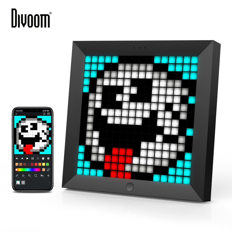 Reloj despertador con marco de fotos Digital Divoom Pixoo con pantalla LED programable de arte de píxeles, decoración de letrero de luz de neón, regalo de Año Nuevo 2021