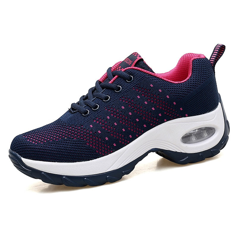 Women Sneakers Mesh Running shoes Ladies Walking Dancing Sport Shoes Outdoor Air Cushion Breathable Footwear Lace up Sneakers