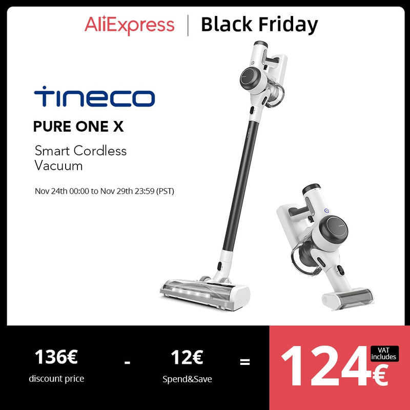 Tineco Pure One X Intelligenter kabelloser Staubsauger-Stick/Handgerät mit automatischer Anpassung der Saugleistung für zu Hause Lange Laufzeit bis 45 Minuten