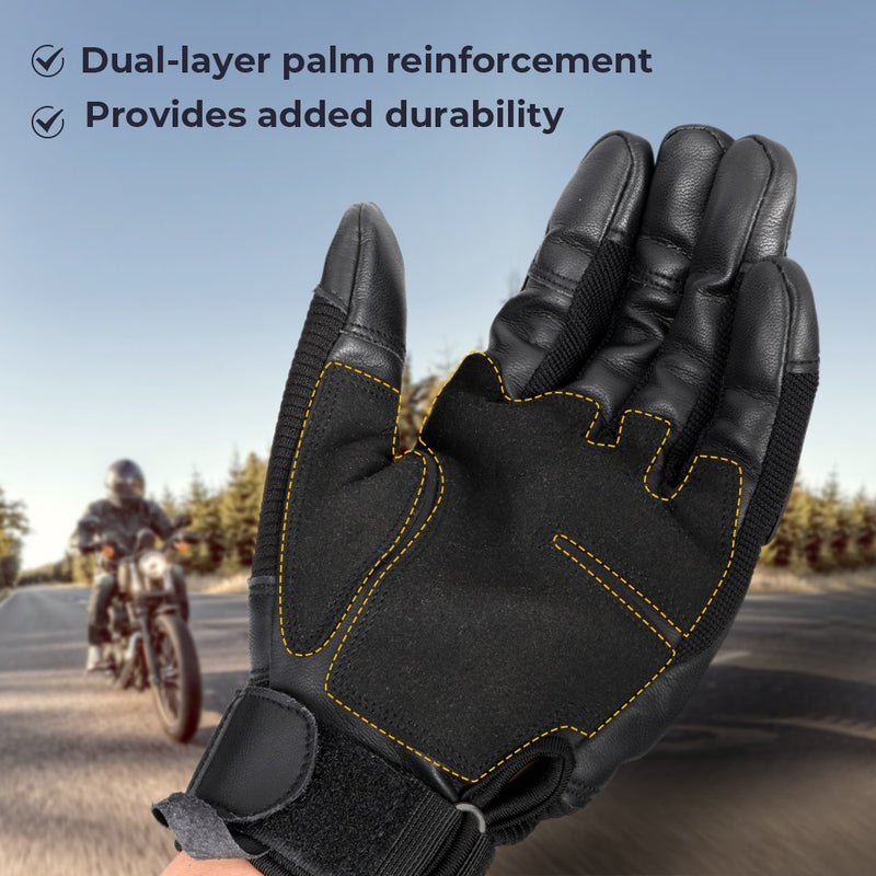 Guantes de cuero PU para pantalla táctil para motocicleta, equipo de protección para Motocross, Moto Bike Racing BMX, guante de dedo completo para hombres y mujeres