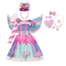 2022 New Fashion Baby Girl Candy Dress Kids Halloween Party Costume Colorful Ball Gown 2-12 Year Children Clothing