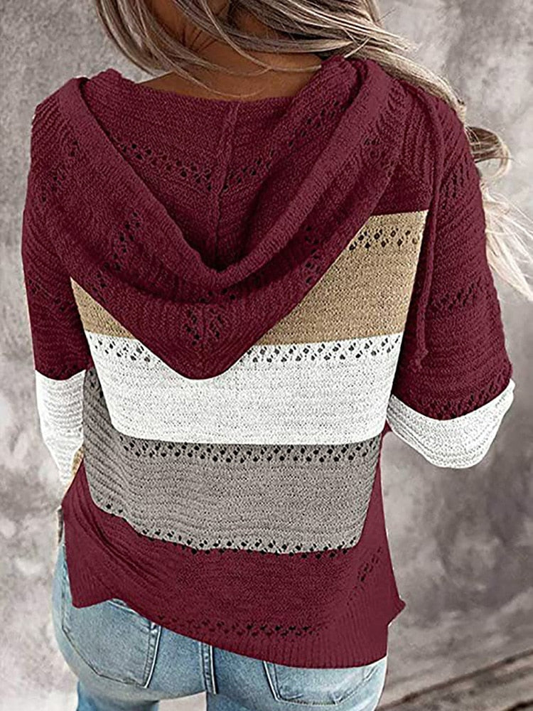 Fitshinling Bohemian Kapuzenpullover Pullover Pullover Frau Kleidung Patchwork Urlaub Herbst Winter Pull Vintage Pullover weiblich