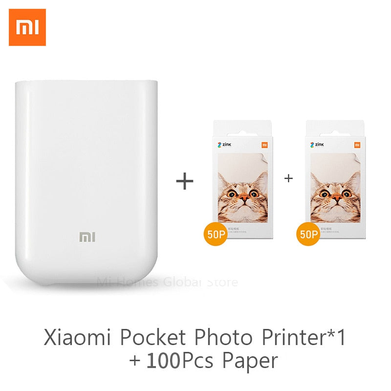 Global Version Xiaomi Mijia Photo Printer 300dpi Mi Portable Mini Pocket Picture Printer For Smartphone Works With Mi Homes App