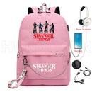 New Stranger Things backpack HELLFIRE Multifunction USB Charging Travel Canvas Student Backpack For Teens Boys Girls School Bag