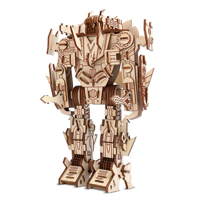 Robot Model Wood Puzzles Laser Cutting 3D Wooden Jigsaw Puzzle Educational Toys DIY Indoor Handmade Boys Toy For Kids Adults