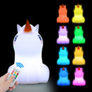 Rabbit LED Night Light Touch Sensor Remote Control 9 Colors Dimmable Timer Rechargeable Silicone Bunny Lamp for Kids Baby Gift