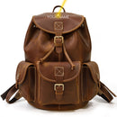 Vintage Crazy Horse Leder Herren Rucksack Unisex Rindsleder 14" Laptop Rucksack Damen dickes echtes Leder Schultasche Freizeittasche